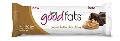 Love Good Fats - Peanut Butter Chocolatey - High Fat Keto Snacks Keto - Low Carb Keto Bars Perfect for Keto Diets - Gluten Free & Non GMO -  4 Bars