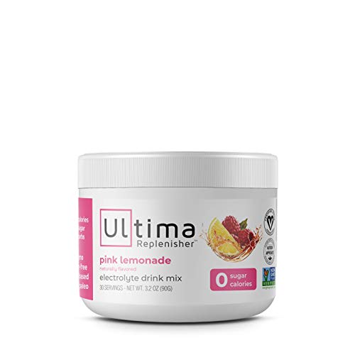 Ultima Replenisher, Electrolyte Hydration Powder, Pink Lemonade, 30 Serving Tub - Sugar Free, 0 Calories, 0 Carbs - Gluten-Free, Keto, Non-GMO, Vegan
