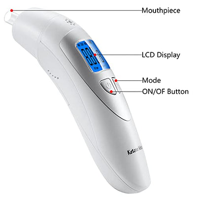 Ketone Breath Analyzer with Upgraded Semi-Conductor Sensor -White