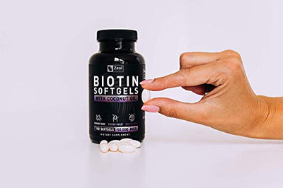 Biotin with Coconut Oil for Hair 10000mcg (180 Softgels) Biotin Supplement - Biotin Pills for Hair Skin and Nails Vitamins for Women Biotin Capsules for Men Hair Growth 6 mo Supply