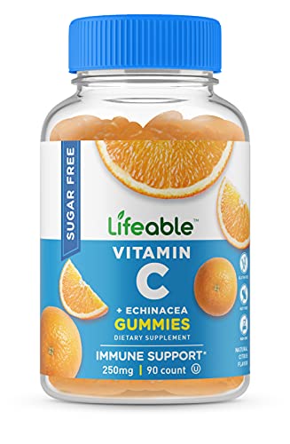 Lifeable Sugar Free Vitamin C for Adults – with Echinacea – Great Tasting Natural Flavor Gummy Supplement – Keto Friendly – Vegetarian GMO-Free Chewable Vitamins – for Immune Support – 90 Gummies