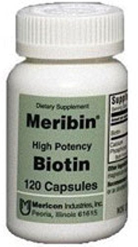Meribin High Potency Biotin 5mg Supplement Capsules 120 ea (Pack of 2)