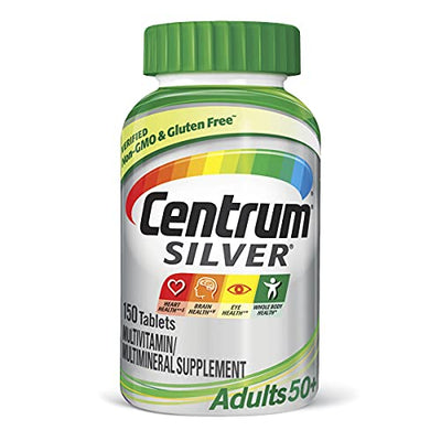 Centrum Silver Multivitamin for Adults 50 Plus, Multivitamin/Multimineral Supplement with Vitamin D3, B Vitamins, Calcium and Antioxidants, Gluten Free, Non-GMO Ingredients - 150 Count
