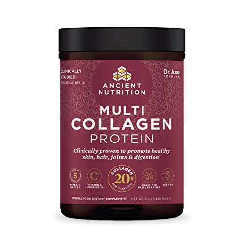 Collagen Powder Protein with Probiotics by Ancient Nutrition, Unflavored Multi Collagen Protein with Vitamin C, 45 Servings, Hydrolyzed Collagen Peptides Supports Skin and Nails, Gut Health, 16oz