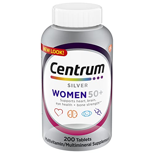 Centrum Silver Women's Multivitamin for Women 50 Plus, Multivitamin/Multimineral Supplement with Vitamin D3, B, Calcium and Antioxidants, Gluten Free, Non-GMO Ingredients, 200 Count
