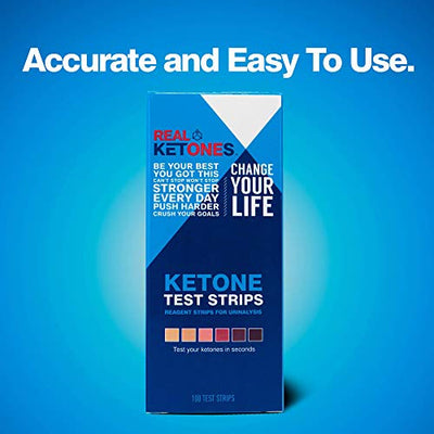 Real Ketones™ Keto Urine Testing Strips - 100 Count Ketone Urinalysis Test Sticks for Measuring Ketosis Levels Quickly and Accurately
