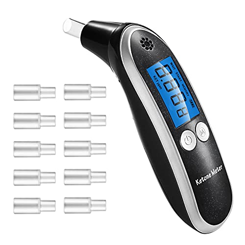 Ketone Breath Meter, Professional Portable Digital Ketonsis Breath Analyzer for Monitor Your Fat Metabolism or Level of Ketosis on Low carb with 10 Mouthpieces