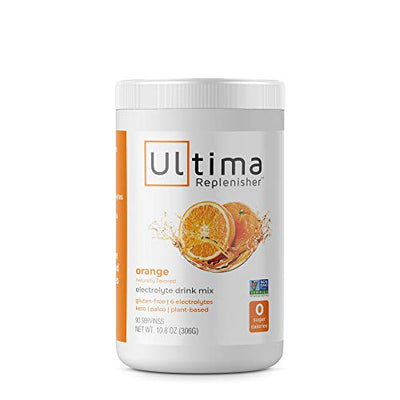 Ultima Replenisher Electrolyte Hydration Powder, Orange, 90 Servings - Sugar Free, 0 Calories, 0 Carbs - Gluten-Free, Keto, Non-GMO, Vegan, 10.8 Ounce (Pack of 1)