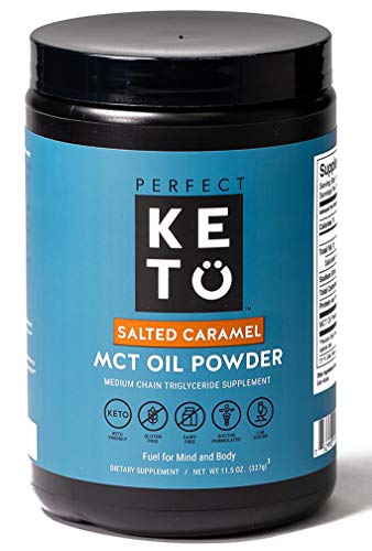 Perfect Keto MCT Oil C8 Powder, Coconut Medium Chain Triglycerides for Pure Clean Energy, Ketogenic Non Dairy Coffee Creamer, Bulk Supplement, Helps Boost Ketones, Salted Caramel