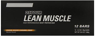 Detour Lean Muscle Whey Protein Bar, Cookie Dough Caramel Crisp, 3.2 Ounce (Pack of 12)