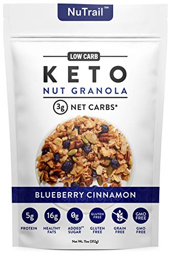 NuTrail™ - Keto Blueberry Nut Granola Healthy Breakfast Cereal - Low Carb Snacks & Food - 3g Net Carbs - Almonds, Pecans, Coconut and more (11 oz) (1 Count)