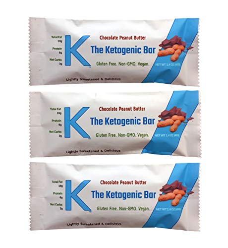 K The Ketogenic Bar - Chocolate Peanut Butter Keto Bars - High Fat, Low Carb. The Perfect Keto Protein Bars as a Keto Snack Food for Keto Diets. Paleo Friendly. 12 Pack K Bars