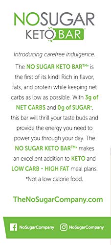 No Sugar Keto Protein Bars - 12 Bar Variety Pack, Low Carb Keto Snacks, Natural Plant Based Protein by No Sugar Company
