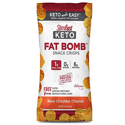SlimFast Keto Fat Bomb Snacks - Real Cheddar Cheese Crisps - 6 Count - Pantry Friendly