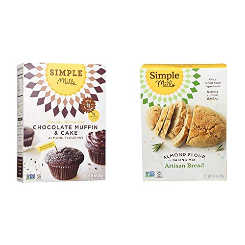 Simple Mills Almond Flour Baking Mix, Gluten Free Chocolate Cake Mix, Muffin pan ready, Made with whole foods & Almond Flour Baking Mix, Gluten Free Artisan Bread Mix, Made with whole foods