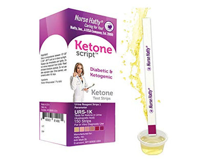 Nurse Hatty - Diabetic & Ketogenic Keto Strips – Fresh – USA-Made – High-Performance – Now Lasts 6 Months - 2-Year Shelf Life (150ct. Long Ketone Test Strips)