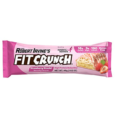Fit Crunch Snack Size Protein Bars, Benefiting Susan G. Komen, High Protein, Just 3g of Sugar & Soft Bake Core (9 Snack Size Bars, Strawberry Strudel)