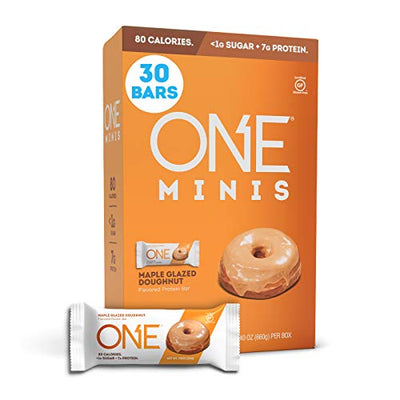 ONE MINIS Protein Bars, Maple Glazed Doughnut, Gluten-Free Protein Bar with 7g Protein and Less Than 1g Sugar, Snacking for Fitness Diets, 0.78 Ounce (30 Pack)