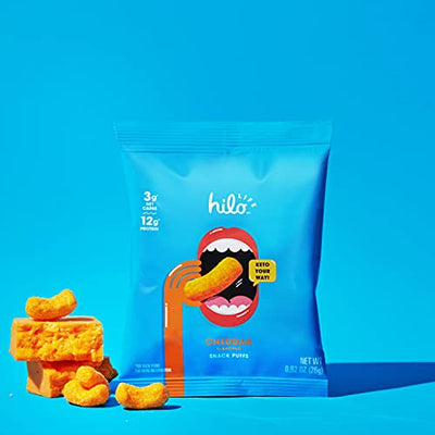 Hilo Life Low Carb Keto Friendly Snack Puffs Cheddar, 0.92 Oz, 12 Count