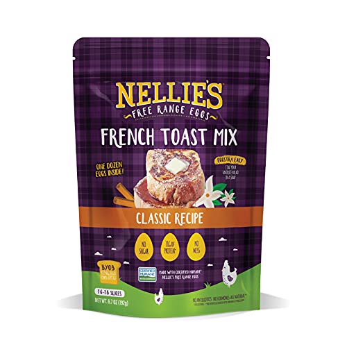 Nellie’s Free Range Eggs French Toast Mix – Classic, Gluten & Sugar Free, Keto, High Protein Breakfast Food, Just Add Water / Milk & Coat Your Bread, Alternative to Pancake, Waffle, or Baking Mixes