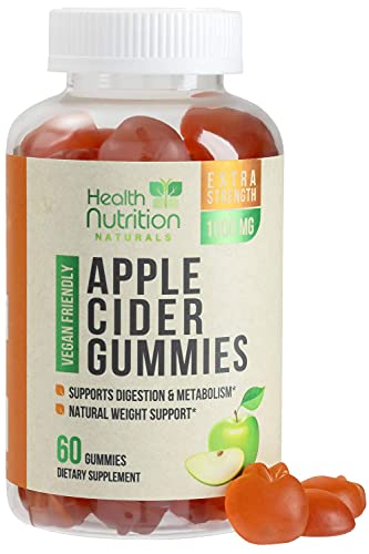 Apple Cider Vinegar Gummies for Health Support and Cleanse 1000mg - Delicious ACV Gummy Vitamins with The Mother - Folic Acid, Beet Juice, Pomegranate - Non-GMO - 60 Gummies