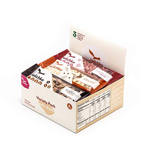 Belichka Keto Energy Bars (Variety 12 pack) | made of organic cacao butter & almonds | 100% Keto | The Most Natural Keto Bars with <3g Net Carbs (low carb), <1g sugar (low sugar) | Plant-Based, Vegan Keto | No Sugar Added | Boost Intermittent fasting