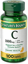 Vitamin C + Rose Hips by Nature’s Bounty. Vitamin C is a Leading Vitamin for Immune Support 1000mg 100 Coated Caplets