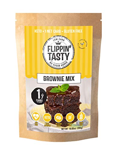 Keto Brownie Mix by Flippin' Tasty | 1g Net Carbs Per Serving | Gluten Free, Grain Free, Low Carb, Diabetic Friendly, Naturally Sweetened, No Added Sugar | Quick & Easy Baking