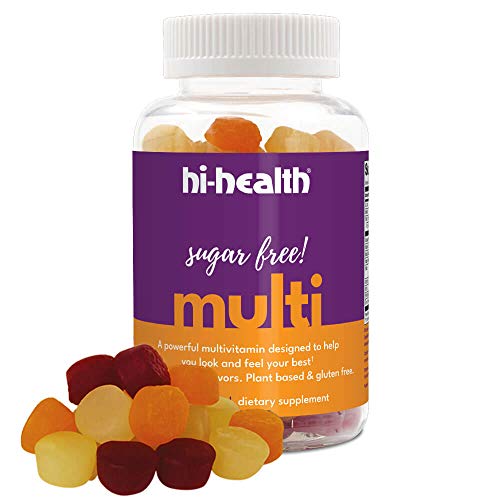 Hi-Health Sugar Free Gummy Multivitamin, Ketogenic Vitamin, Vitamin C, Vitamin D, Plant Based, Gluten-Free, Natural Delicious Fruit Flavors (100 Gummies)