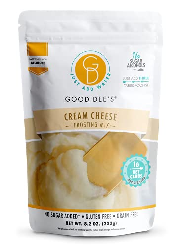 Good Dees Just Add Water Cream Cheese Frosting Mix, Keto Frosting Mix, No Sugar Added Frosting,Gluten Free & Maltitol Free, Diabetic, Atkins & WW Friendly (60 Calories, 1g Net Carb Per Serving)