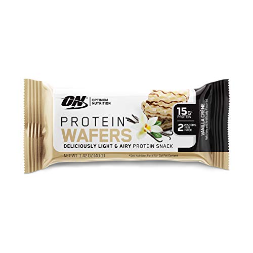 Optimum Nutrition High Protein Wafer Bars, Low Sugar, Low Fat, Low Carb Dessert, Protein Snack, Vanilla, 9 Count