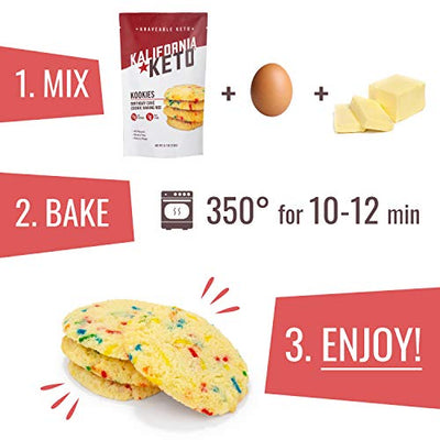 Kalifornia Keto Birthday Cake Cookie Mix – Low Carb, Keto-friendly, and Sugar Free, 6.7 oz pack (12 Keto Cookies) – Soy Free, Gluten free, Dairy Free, and Grain Free Keto Baking Mix