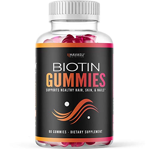 Havasu Nutrition High Potency Biotin Gummies - Natural Hair, Skin, Nail & Metabolism - 5000 mcg, Premium, Pectin-Based, 90 Gummy