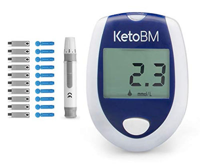KetoBM Blood Ketone Meter Kit for Keto Diet Testing - Complete Ketone Test Kit with Ketone Monitor, Keto Strips, Lancing Device & Lancets - Easy, Accurate Way to Check Ketosis on the Ketogenic Diet
