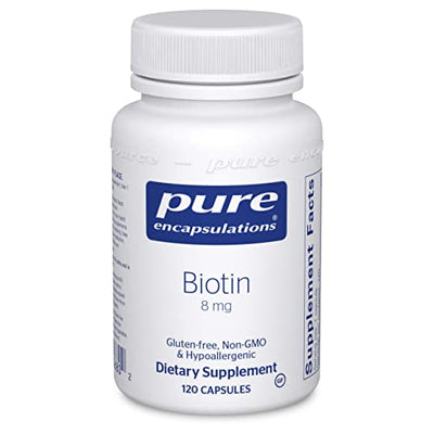 Pure Encapsulations Biotin 8 mg | B Vitamin Supplement for Stress Relief, Hair, Skin, and Nail Strengthening, Metabolism, Glucose Support, and Nervous System* | 120 Capsules