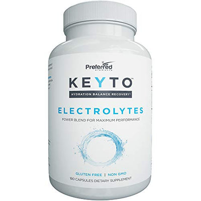 Keyto Electrolyte Supplement – Keto and Low Carb Diet Friendly 180 Veggie Capsules – Sodium, Potassium, Magnesium, Calcium, Manganese, B6 – for Electrolytes Balance, Hydration, Energy, and Recovery