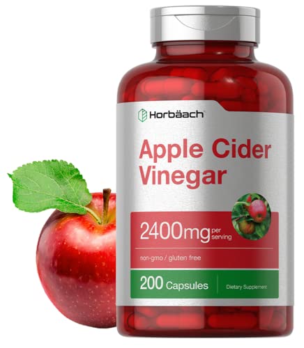 Apple Cider Vinegar Capsules | 2400mg | 200 Pills | Non-GMO, Gluten Free Supplement | by Horbaach