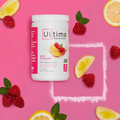 Ultima Replenisher Hydrating Electrolyte Powder, Pink Lemonade, 90 Serving Canister - Sugar Free, 0 Calories, 0 Carbs - Gluten-Free, Keto, Non-GMO with Magnesium, Potassium, Calcium