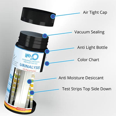 Complete 10-in-1 Urine Test Strips 100ct | Urinalysis Dip-Stick Testing Kit | Ketone, pH, Blood, UTI, Protein | Keto & Alkaline Diet, Ketosis, Kidney Infection & Liver Function | Free e-Book Included