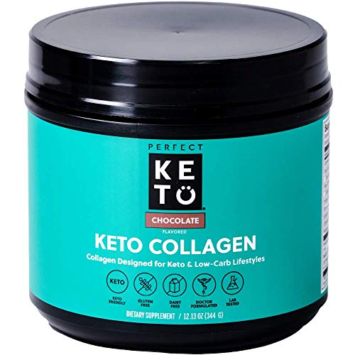 Perfect Keto Collagen Peptides Protein Powder with MCT Oil | Hydrolyzed Collagen, Type I & III Supplement | Non-GMO, Gluten Free, Grassfed, Keto Creamer in Coffee | Shakes for Women & Men – Chocolate