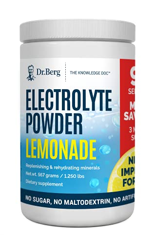 Dr. Berg's Electrolyte Powder, Lemonade PLUS - Hydration Drink Mix Supplement Helps Replenish & Rejuvenate Your Cells Keto Friendly - NO Maltodextrin or Sugar - No Ingredients from China - 90 Servings