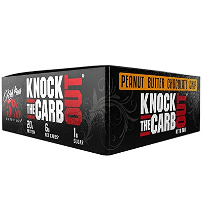 Rich Piana 5% Nutrition 'KTCO' Knock The Carb Out Keto Bars, High Protein Snack, Low Sugar, Keto-Friendly Meal Replacement with Fiber, Egg Whites, 10 Count (Peanut Butter Chocolate Chip)