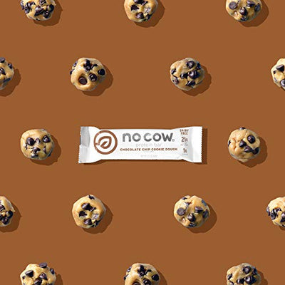No Cow Protein Bars, Chocolate Chip Cookie Dough, 21g Plant Based Vegan Protein, Keto Friendly, Low Sugar, Low Carb, Low Calorie, Gluten Free, Naturally Sweetened, Dairy Free, Non GMO, Kosher, 12 Pack