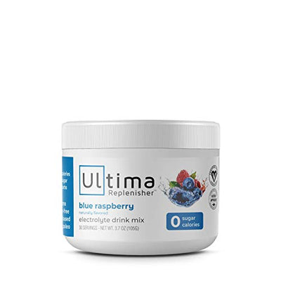 Ultima Replenisher Electrolyte Hydration Powder, Blue Raspberry, 30 Servings - Sugar Free, 0 Calories, 0 Carbs - Gluten-Free, Keto, Non-GMO, Vegan, with Magnesium, Potassium, Calcium
