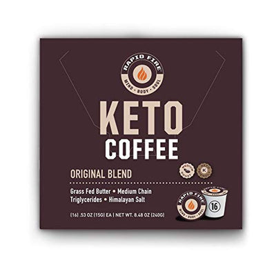 Rapidfire Rapid Fire Ketogenic High Performance Keto Coffee Pods, Supports Energy and Metabolism, Weight Loss, Ketogenic Diet 16 Single Serve K-Cup Pods,