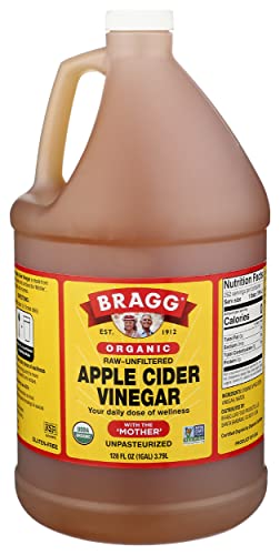 Bragg Organic Apple Cider Vinegar With the Mother– USDA Certified Organic – Raw, Unfiltered All Natural Ingredients, 1 Gallon