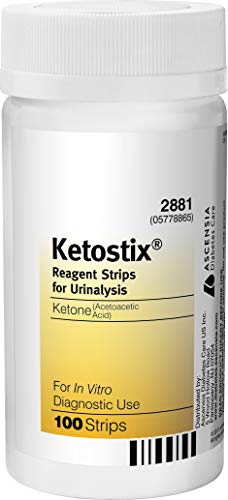 Ketostix Reagent Strips for Urinalysis, Measure Ketone Levels, 100-Count Box