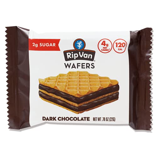 Rip Van Dark Chocolate Wafer Cookies - Keto Snacks - Non-GMO Snack - Healthy Snacks - Low Carb & Low Sugar (2g) - Low Calorie Snack - Vegan - 16 Count