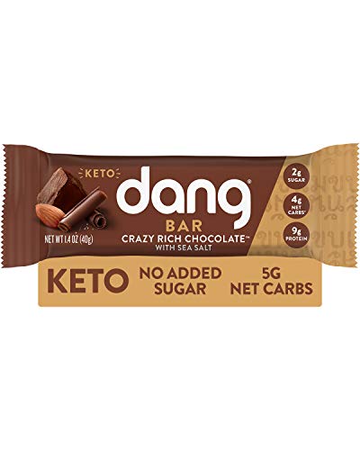 Dang Keto Bar | Crazy Rich Chocolate | 12 Pack | Keto Certified, Vegan, Low Carb, Low Sugar, Plant Based, Non GMO, Gluten Free Snacks | 4g Net Carbs, 9g Protein, No Added Sugars
