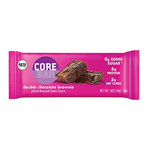 CORE Keto Bars, Double Chocolate Brownie, 1.4 ounce bars (12 Pack), 3g Net Carbs, No Sugar Added, Superior Tasting